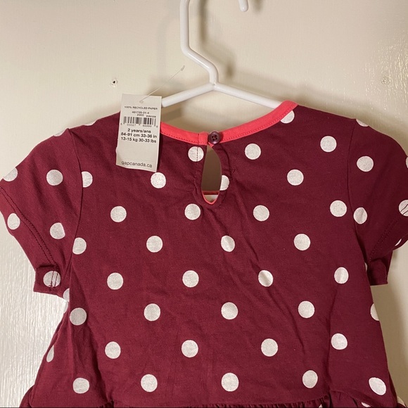 Gap 2T Maroon Polka Dot Dress - Picture 5 of 6